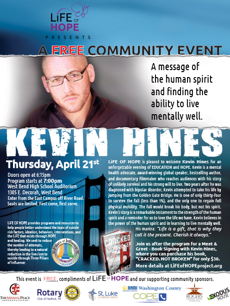 Kevin Hines - LiFE OF HOPE 4.21.16 Event
