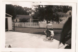 Dad hogging Judy's bike 1967
