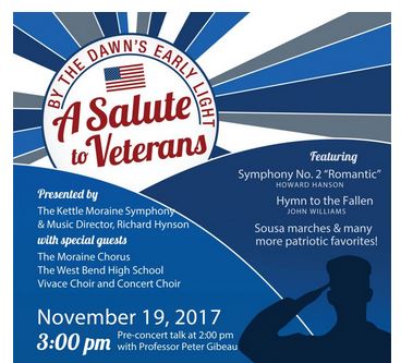 Kettle Moraine Symphony with a Salute to Veterans on Nov. 19 at 3 p.m.