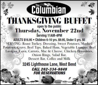 Celebrate Thanksgiving at The Columbian with a buffet on Thursday, Nov. 22, 2018