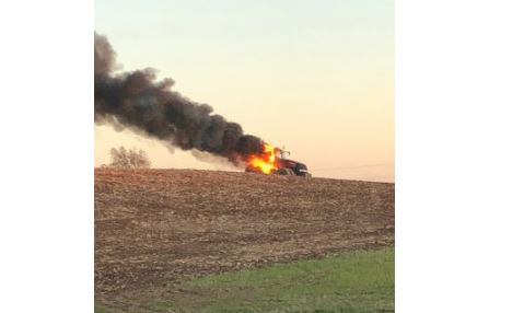 Black smoke pours from tractor fire in Ozaukee County