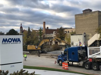 New white bridge arrives in Downtown West Bend. 