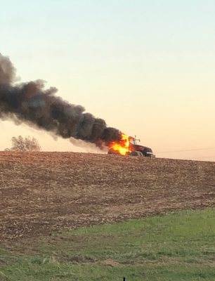 Black smoke from tractor fire in Ozaukee County