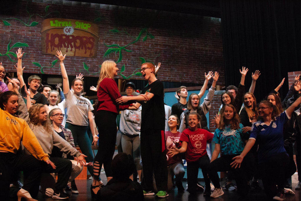 Hartford Union High School students rehearse Little Shop of Horrors Musical