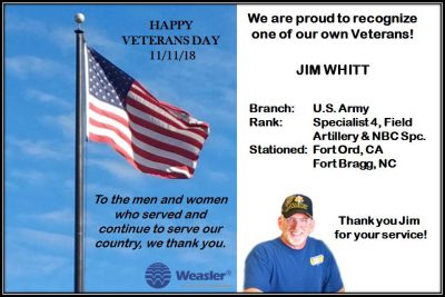 Jim Whitt of Weasler Engineering is a veteran