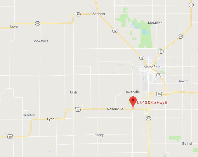 Highway 10 and Hwy B near Amherst