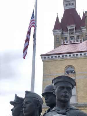 Veterans Day and the statue in the Old Courthouse Plaza in West Bend