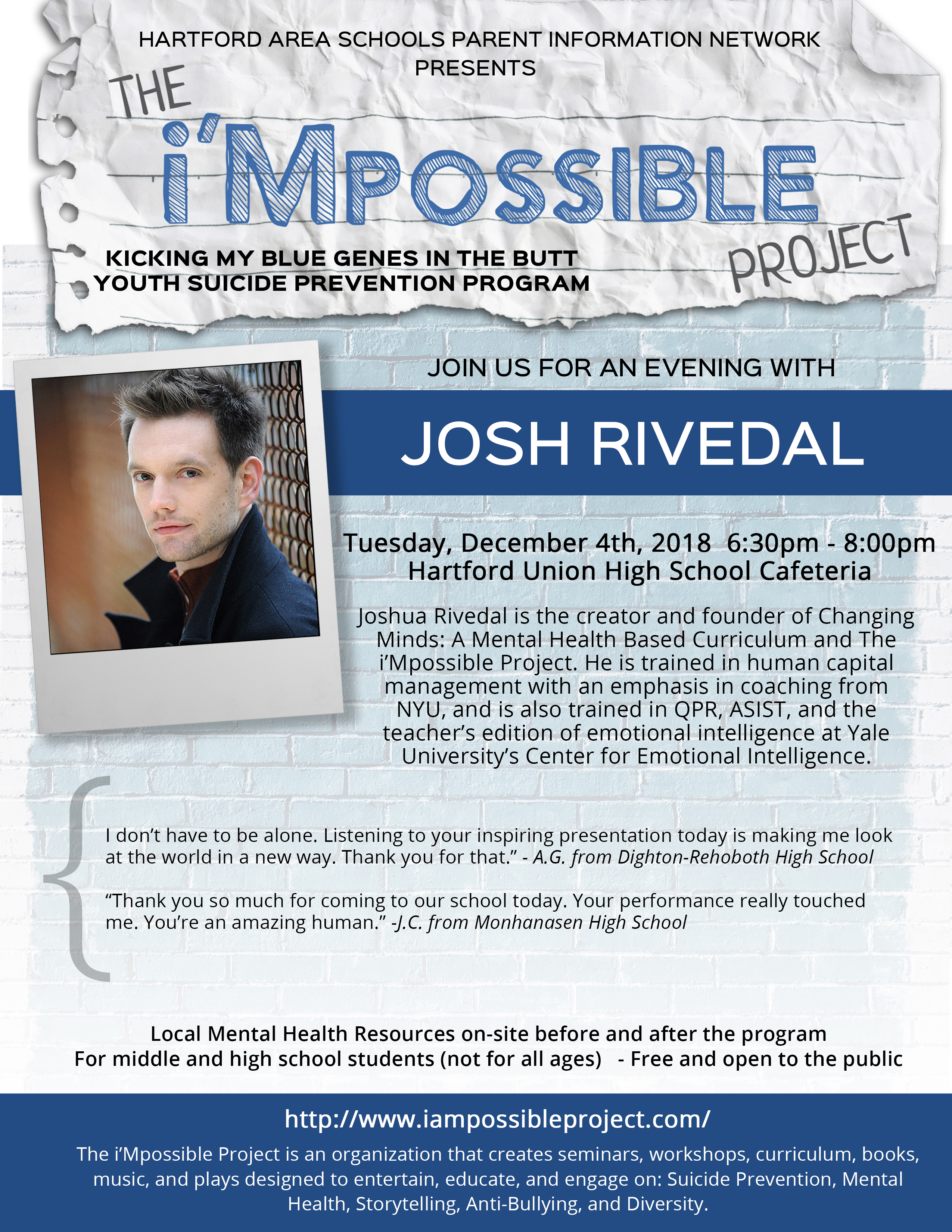 Josh Rivedal HUHS event