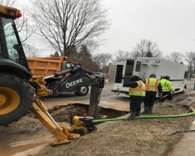 water main break on 15th Avenue in West Bend