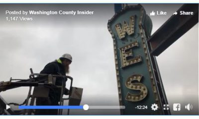 West Bend Theatre sign removal