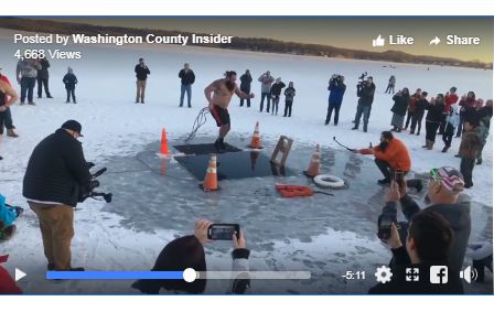 VIDEO | WWE star wrestler completes polar plunge at Reef Point Resort in Hartford Polar Plunge