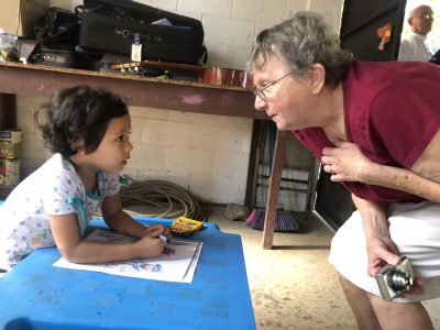 Nancy Slinde and child from church