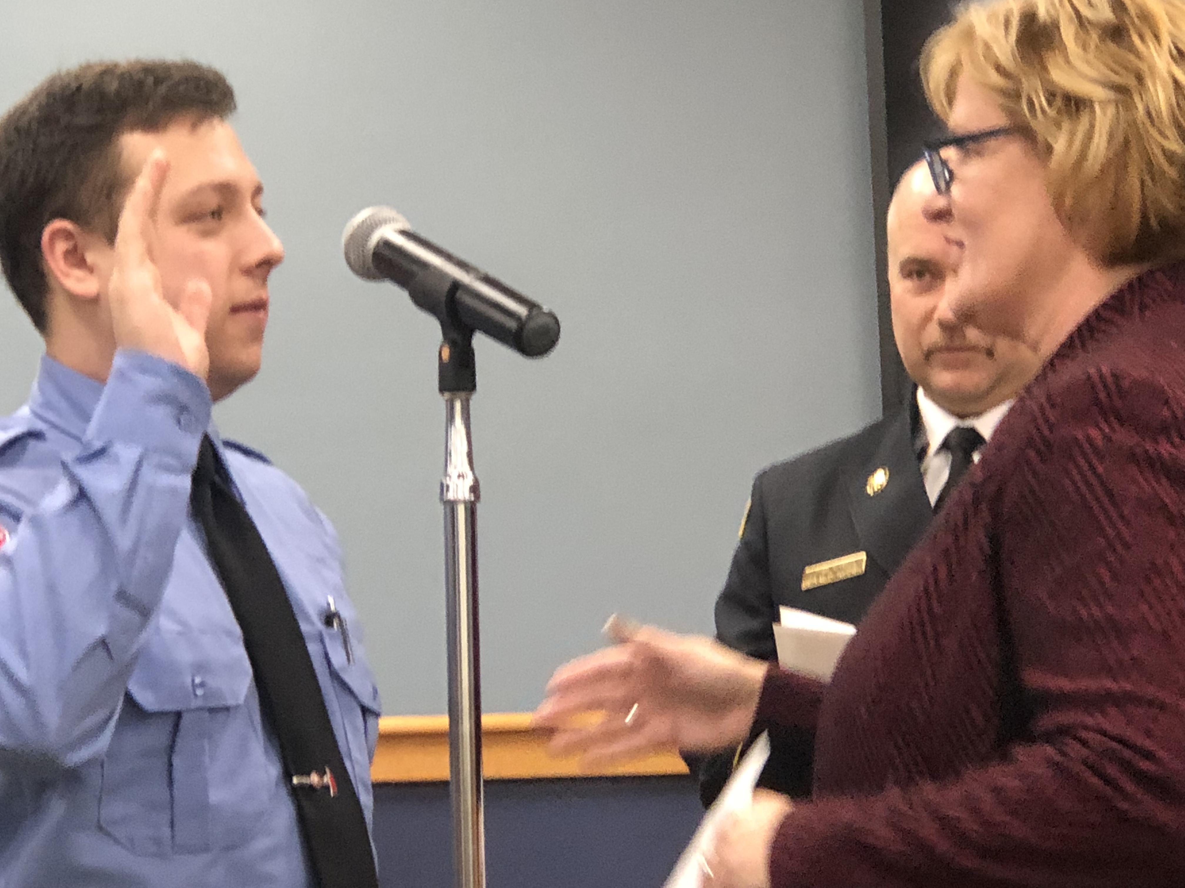 West Bend firefighter swearing in