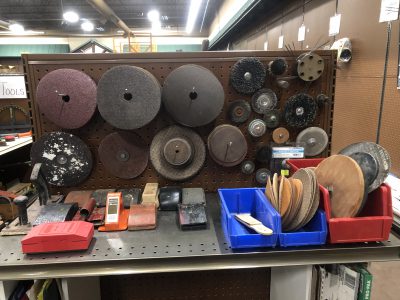 Tables full of tools at Habitat Restore in Germantown