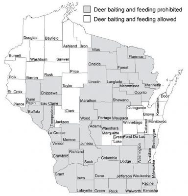 Deer baiting and feeding map from DNR