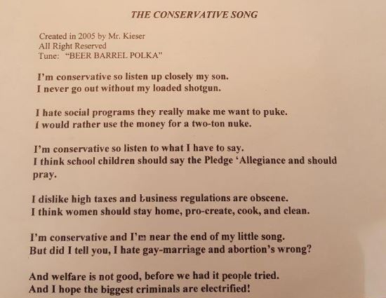 West Bend High School conservative song students had to sing