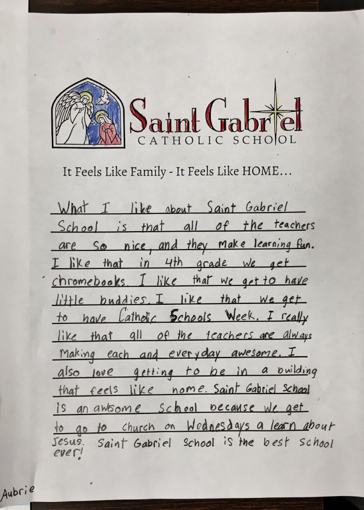 Aubrie's composition on St. Gabriel