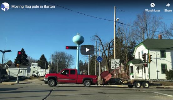 Moving flag pole and rocket in Barton