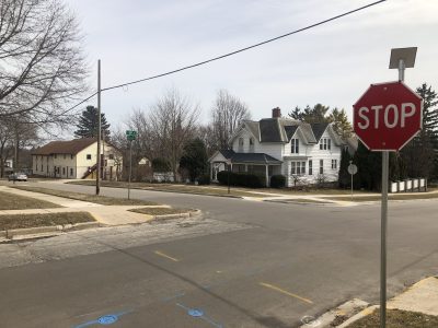 Stop signs flipped at 8th and Walnut in West Bend
