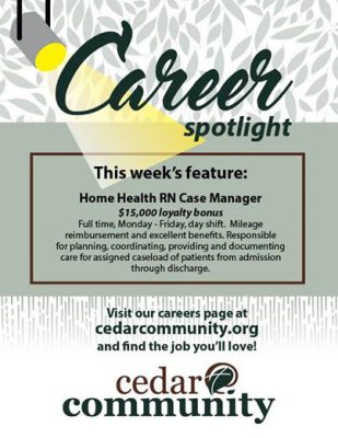 Home health RN case manager Cedar Community