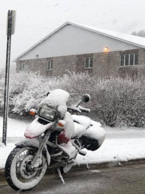 motorcycle snow temporarily