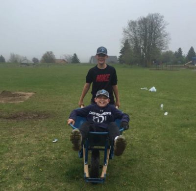 WB Defenders baseball in wheelbarrow