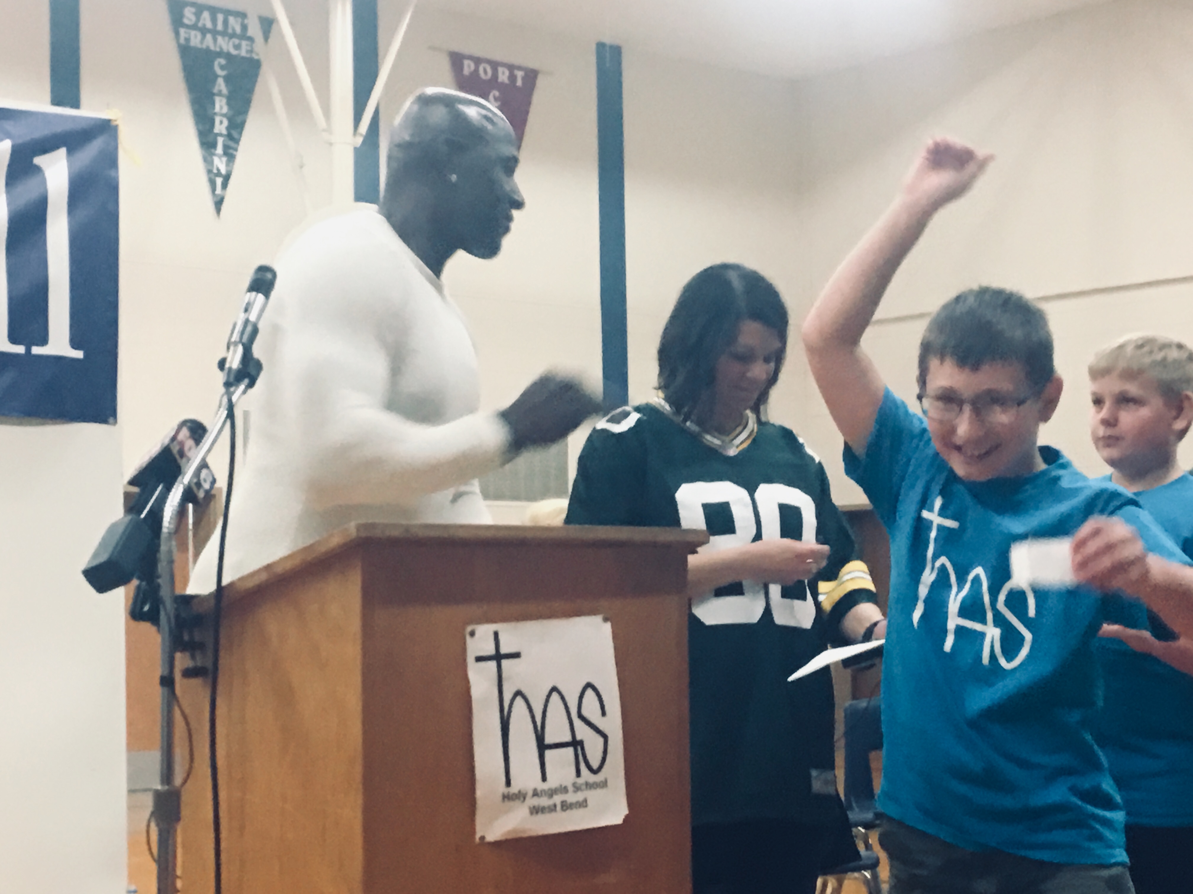 Donald Driver at Holy Angels School