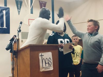  Donald Driver at Holy Angels School