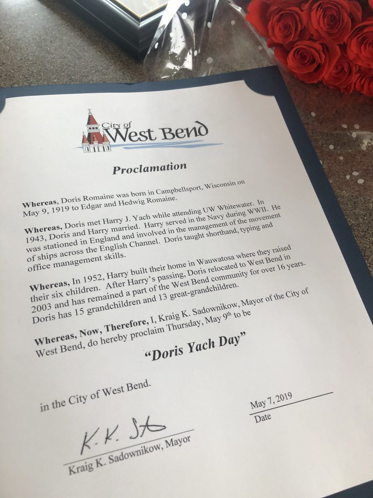 Doris Yach proclamation