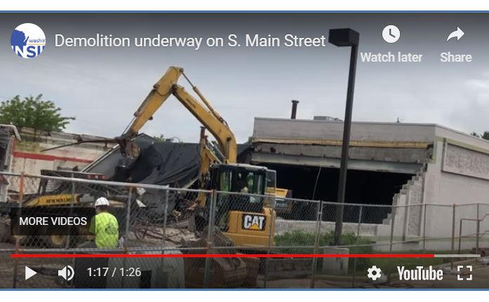 Demolition at Grimm's Dollar Express