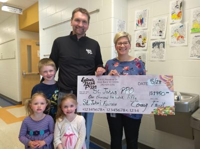 Eaton's Pizza donation and St. John's