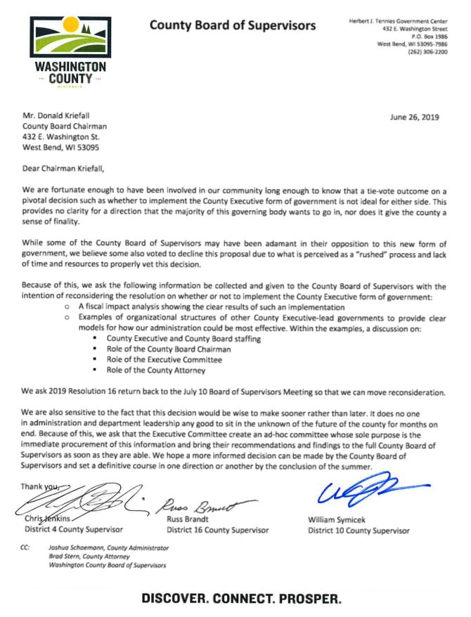 Letter from County Supervisors