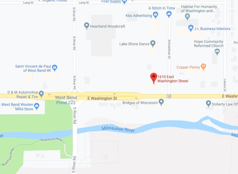 map of E. Washington Street and Kwik Trip