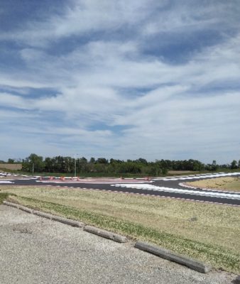 Looking east from Hillcrest Inn at the new roundabout in Dodge County