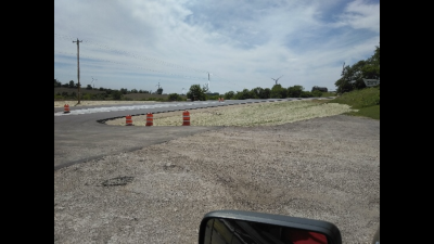 Looking west from Hillcrest Inn at the new roundabout in Dodge County