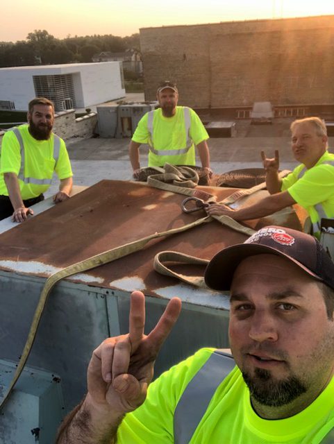 HVAC installation on the roof