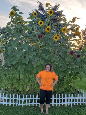 Danielle Rhoads' sunflowers. These can be seen on the west end of Riverside park near the lion head. 