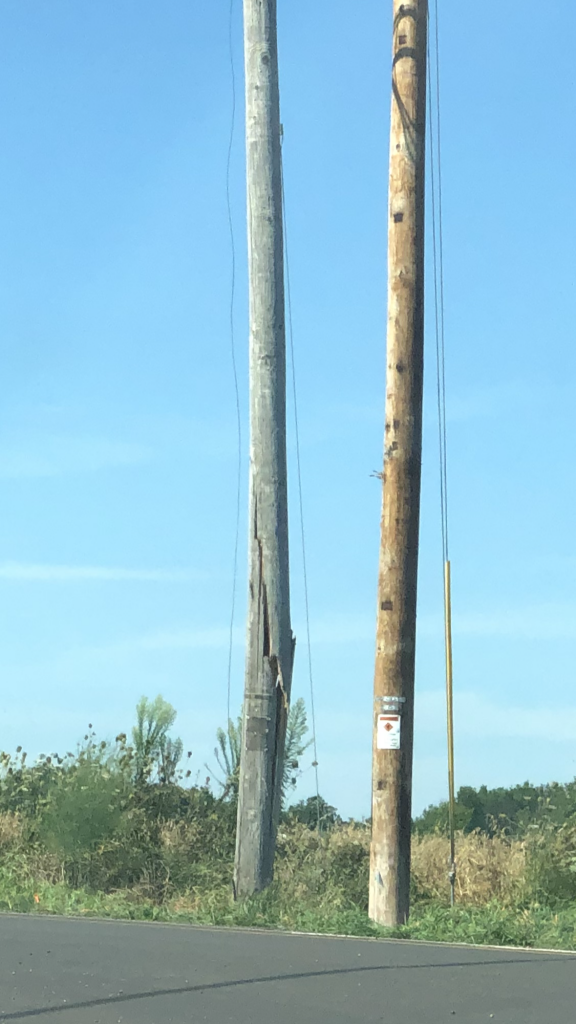 Utility pole cracked
