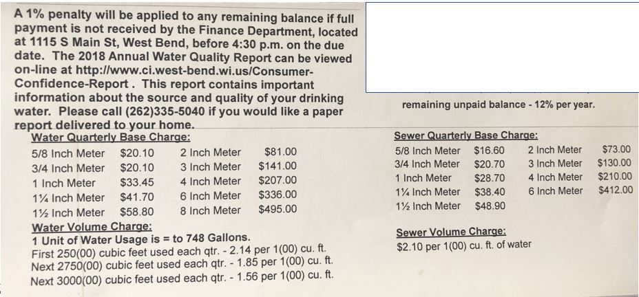 water and sewer in City of West Bend