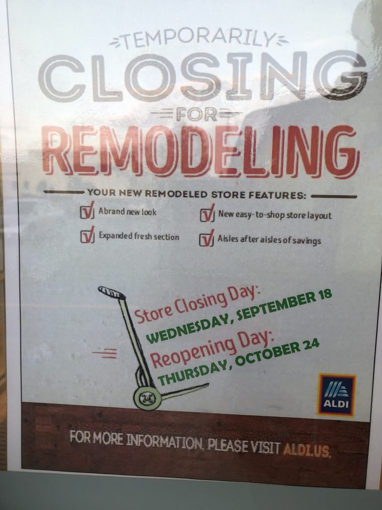 Aldi closing temporarily