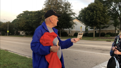 Handing out copies of The Constitution