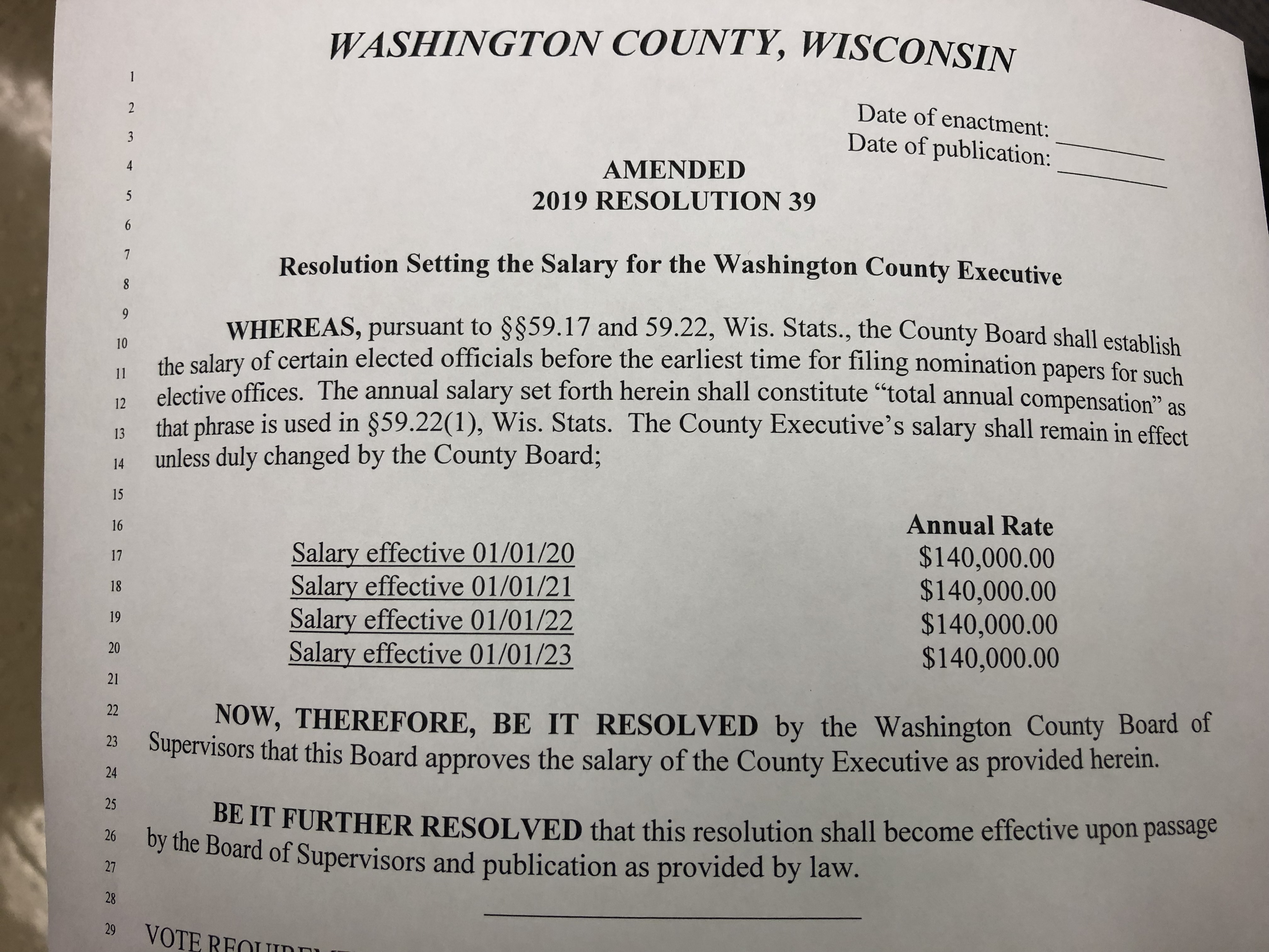 County Executive pay change