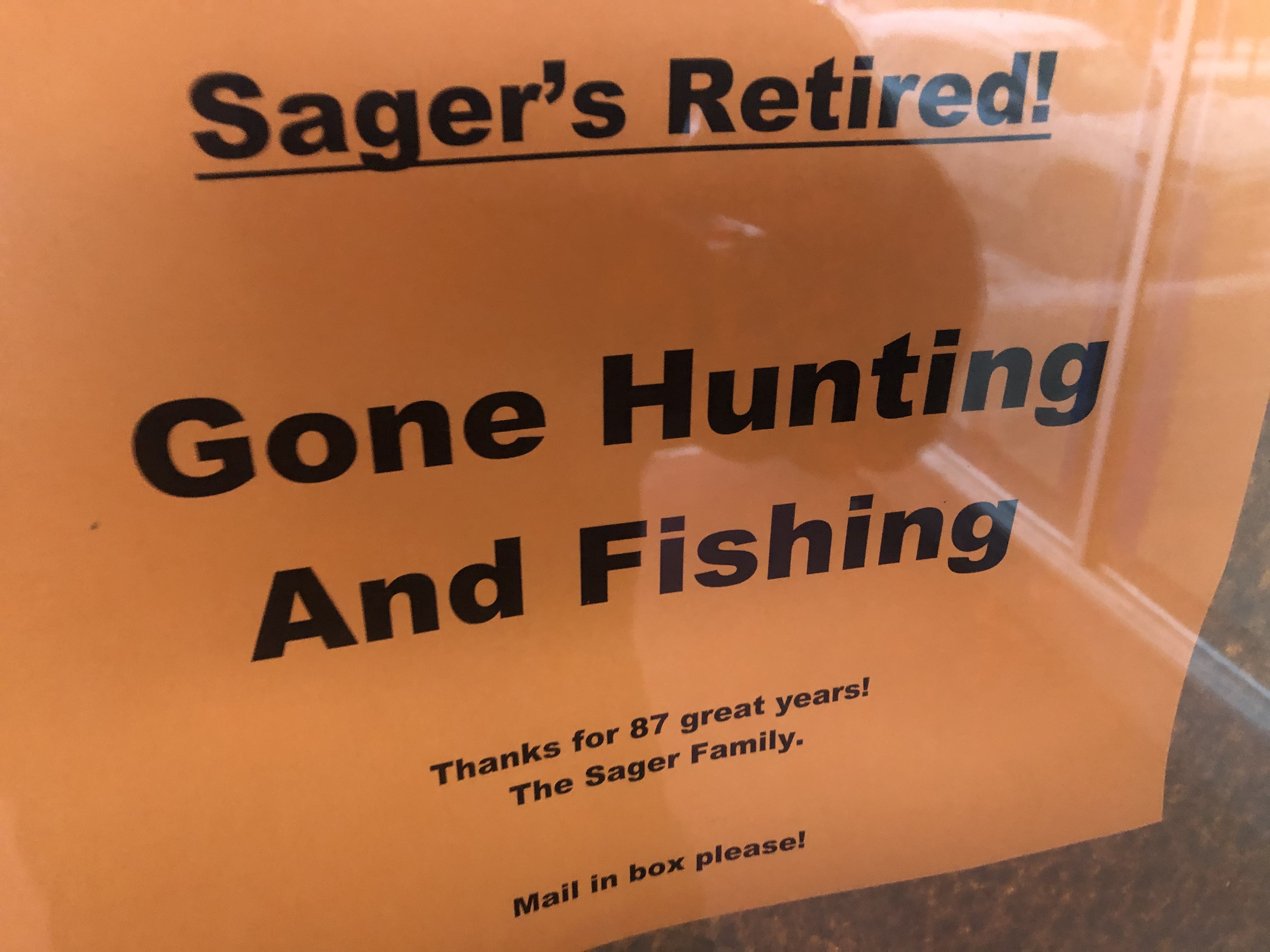 Sager's Retiring