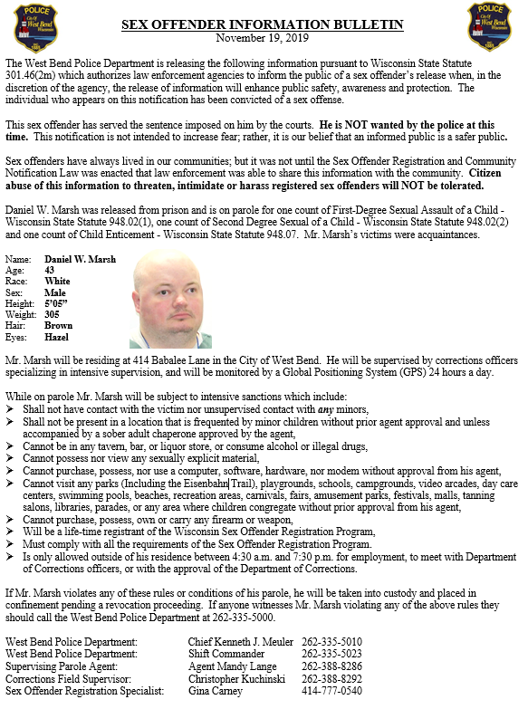 sex offender release notification