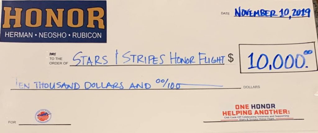 Stars and Stripes Honor Flight donation
