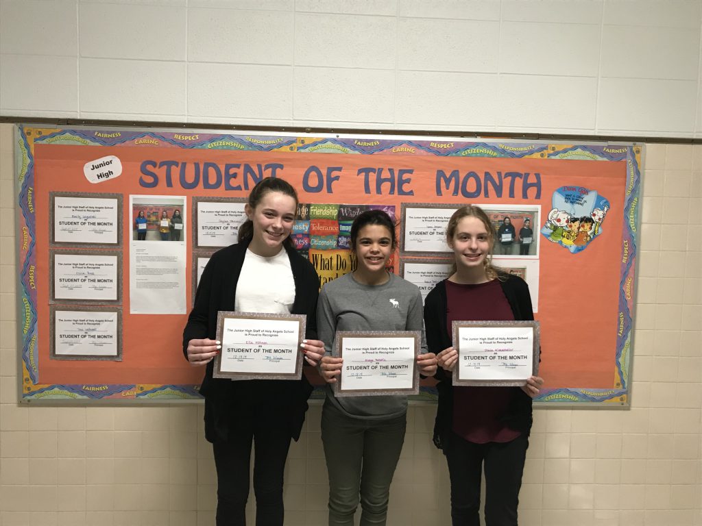 December students of the month at Holy Angels