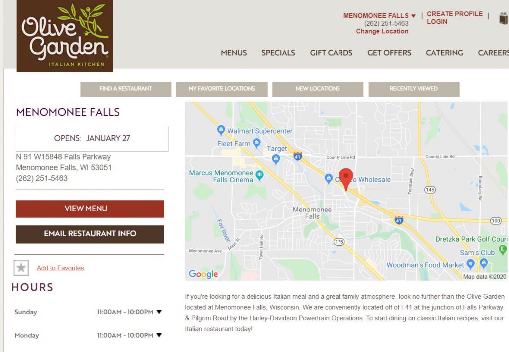 Olive Garden Opens Monday January 27 In Menomonee Falls