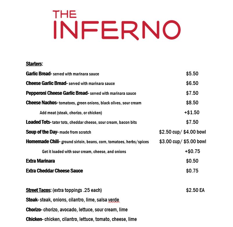 Inferno new menu