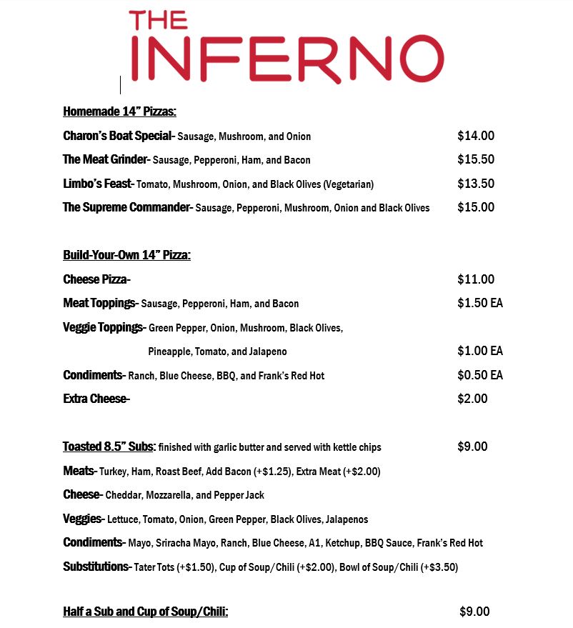 Inferno menu