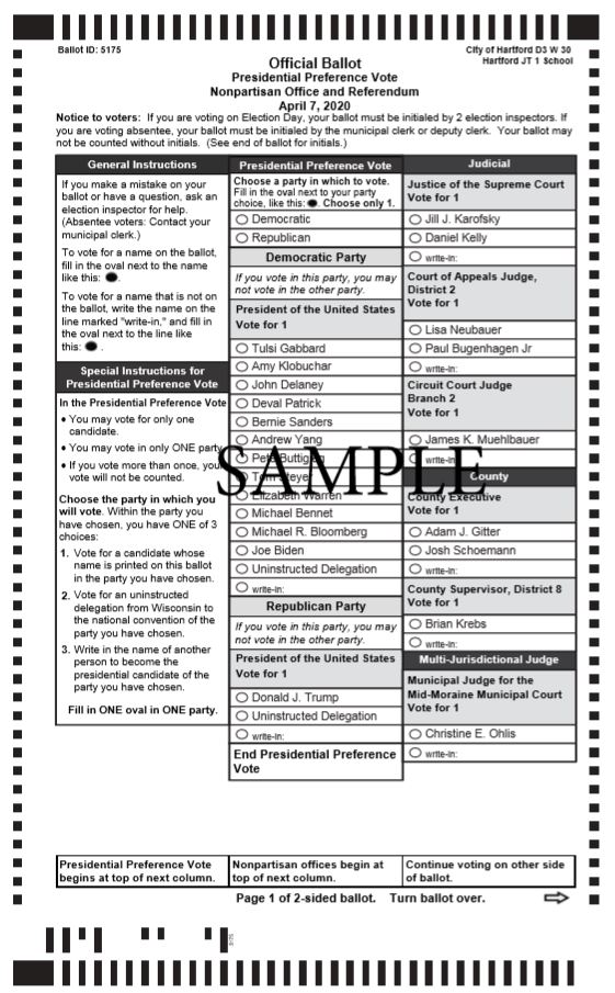 Sample ballot April 7, 2020